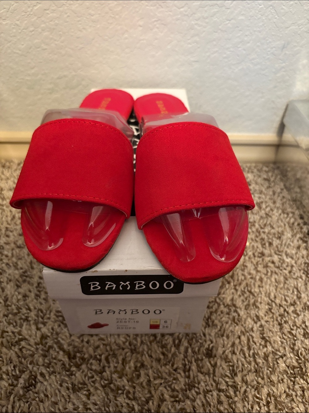 BAMBOO Bright Red Kids Slide Sandals